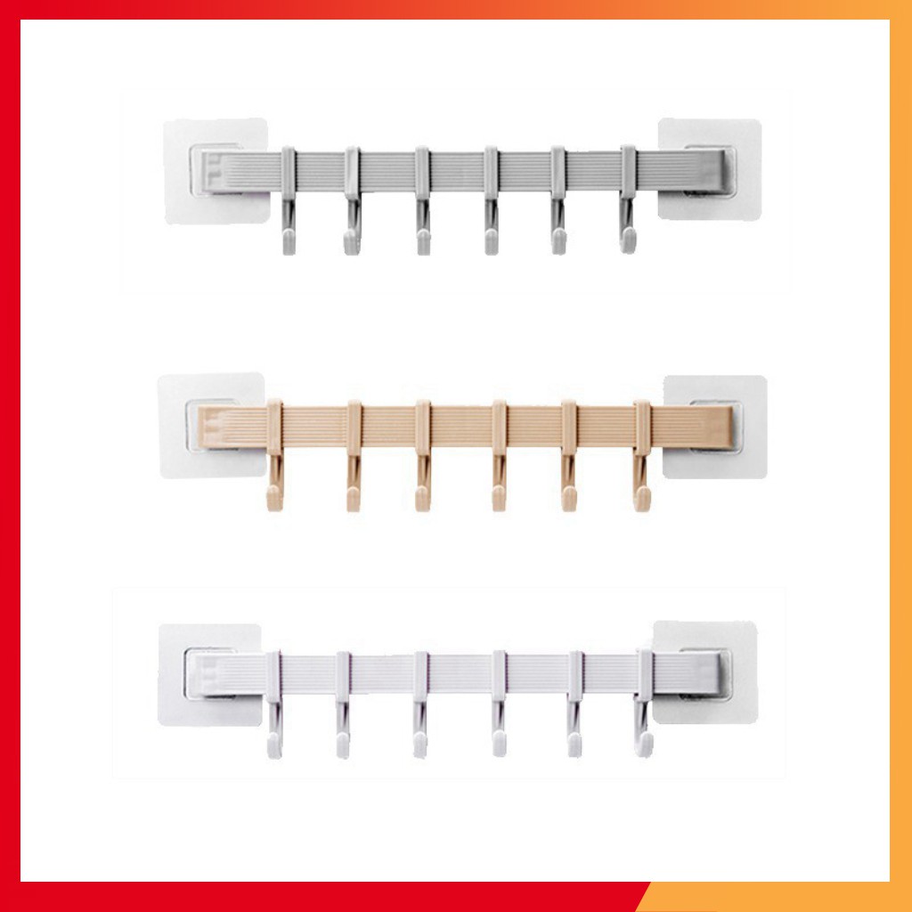 Móc Dán Tường 6 Móc 34.5X6Cm Móc Dán Tường 6 Móc 34.5X6Cm