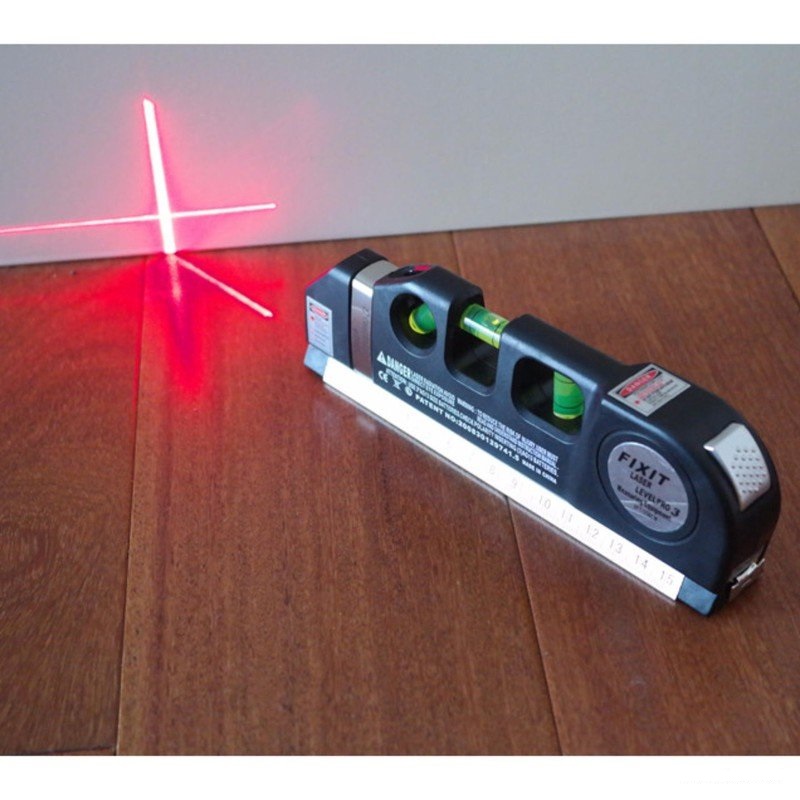 Thước Đo Laser Fixit 2 Tia Dọc Ngang Đa Năng Cao Cấp + Tặng Kèm 3 Viên Pin
