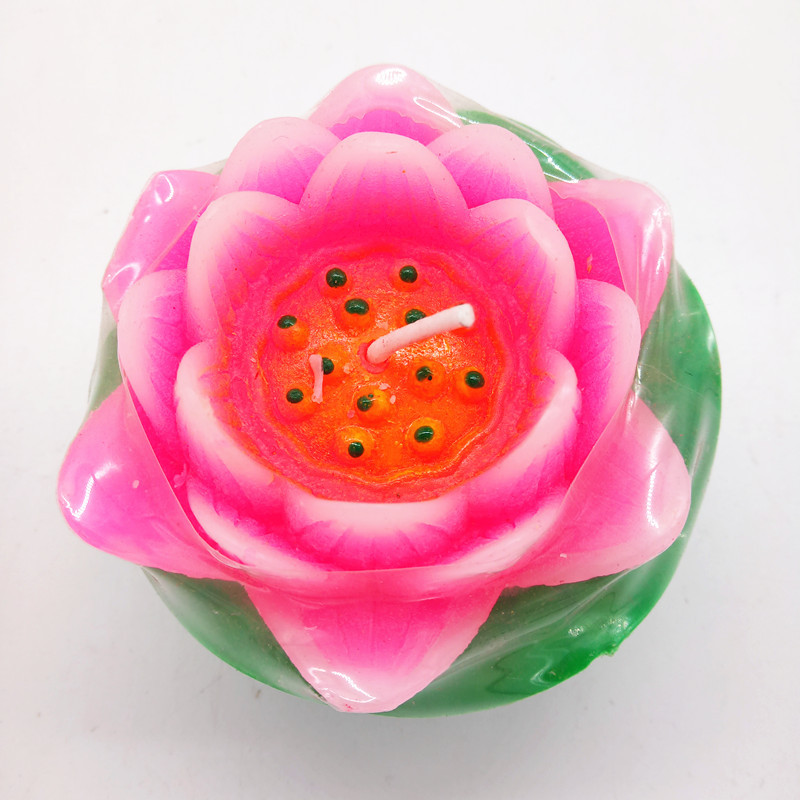 Combo 6 Nến Hình Hoa Sen Có Đế Bằng Lá 6x7cm Combo 6 Nến Hình Hoa Sen Có Đế Bằng Lá 6x7cm