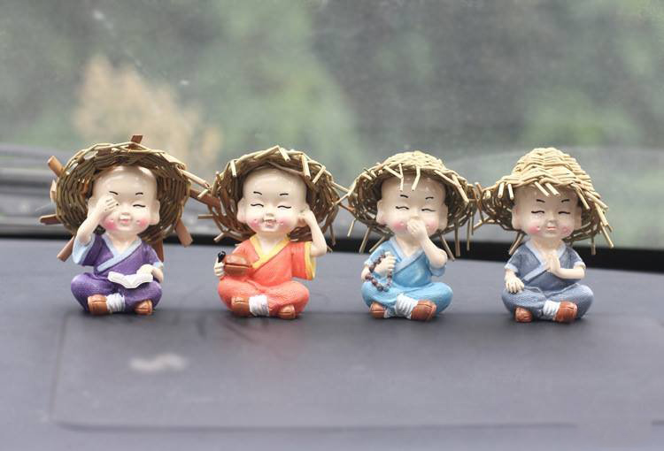 Bộ Tượng 4 Chú Tiểu Đội Nón Rơm 4 Không