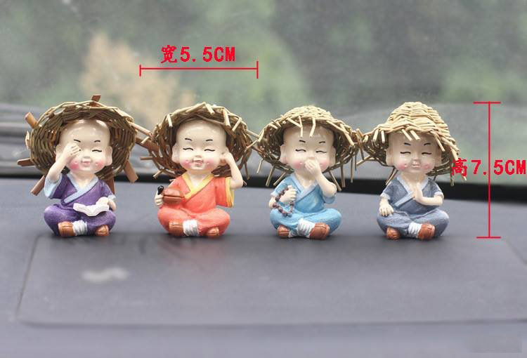 Bộ Tượng 4 Chú Tiểu Đội Nón Rơm 4 Không