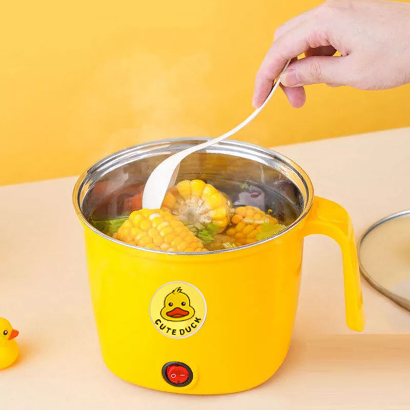 Ca Nấu Mì Có Khay Hấp 1.8L 600W Hình Vịt Vàng Cute Duck Ca Nấu Mì Có Khay Hấp 1.8L 600W Hình Vịt Vàng Cute Duck