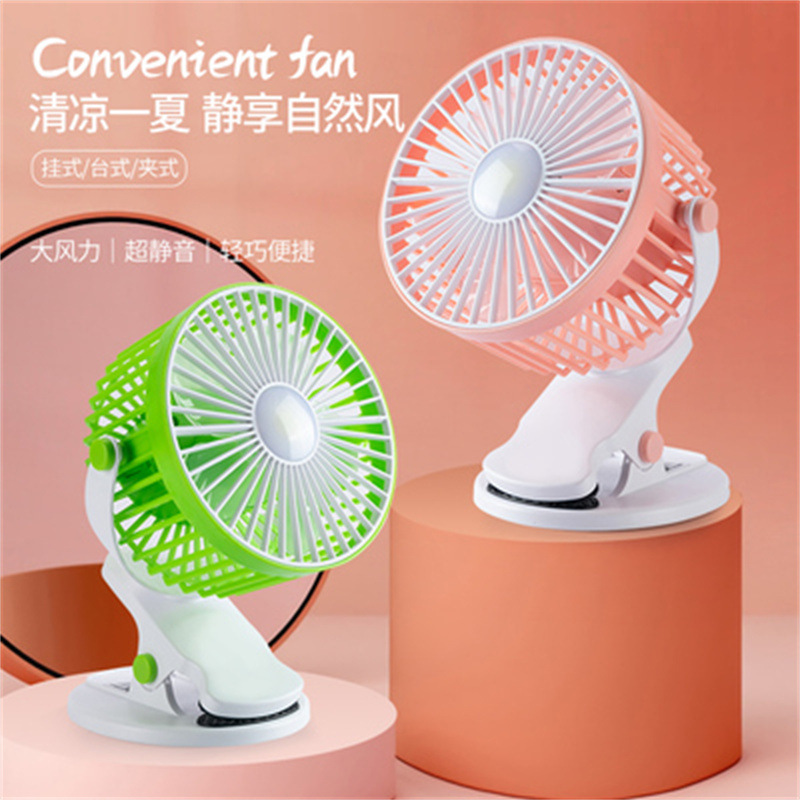 Quạt Cầm Tay Mini Kẹp Bàn Kesijar K6 Pin Tích Điện Vừa Quạt Vừa Đèn Chiếu Sáng Size Lớn (Cái)
