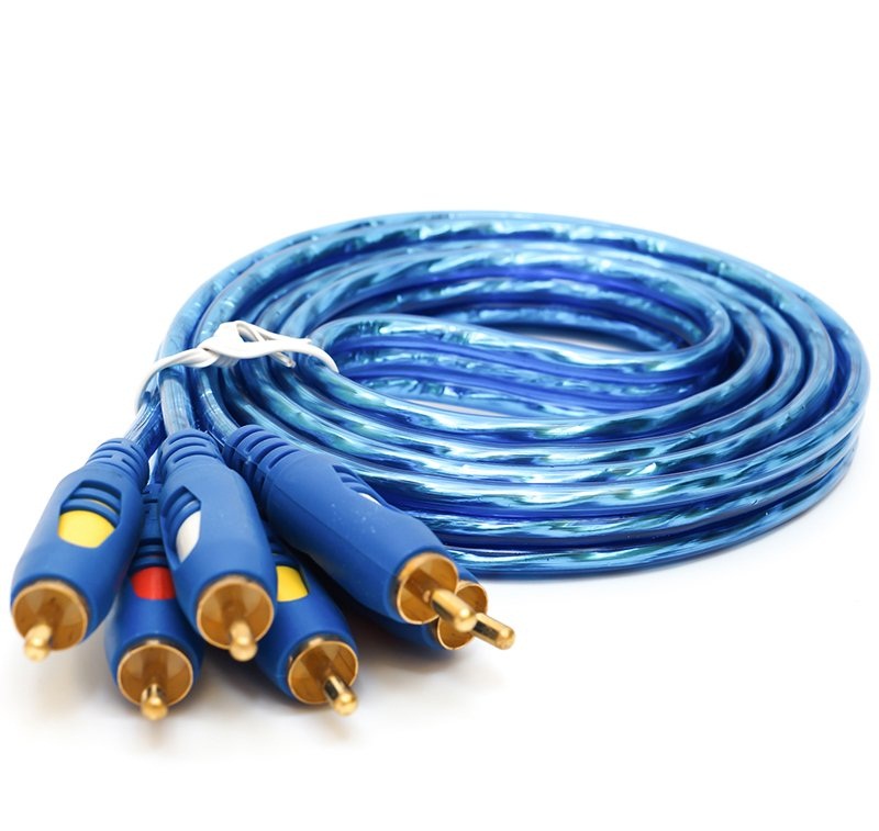 Dây Loa AV 6 Đầu Hoa Sen RCA Dài 1.5M Chống Nhiễu (Xanh)