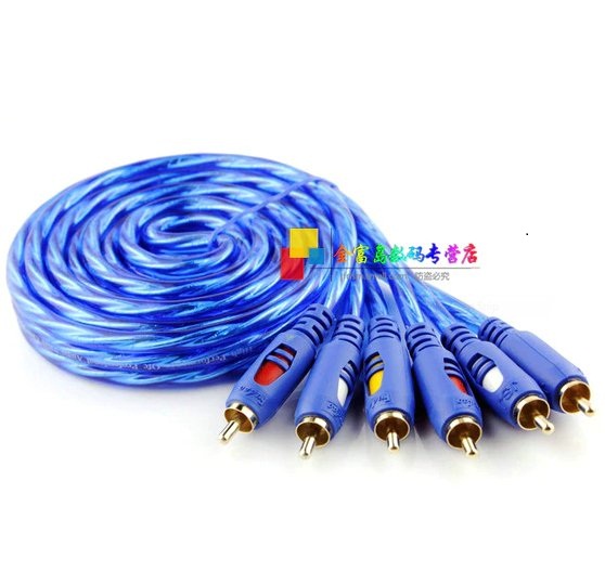 Dây Loa AV 6 Đầu Hoa Sen RCA Dài 1.5M Chống Nhiễu (Xanh)