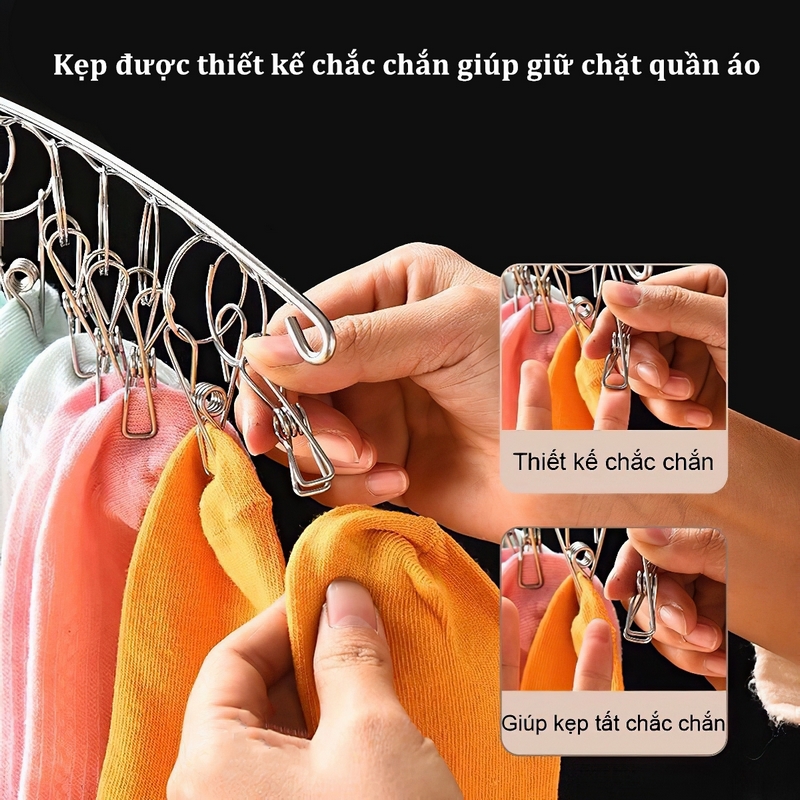 Móc Kẹp Inox: Móc Kẹp Quần Áo Tất Vớ Toàn Bộ Bằng Inox (T180) (Cái)