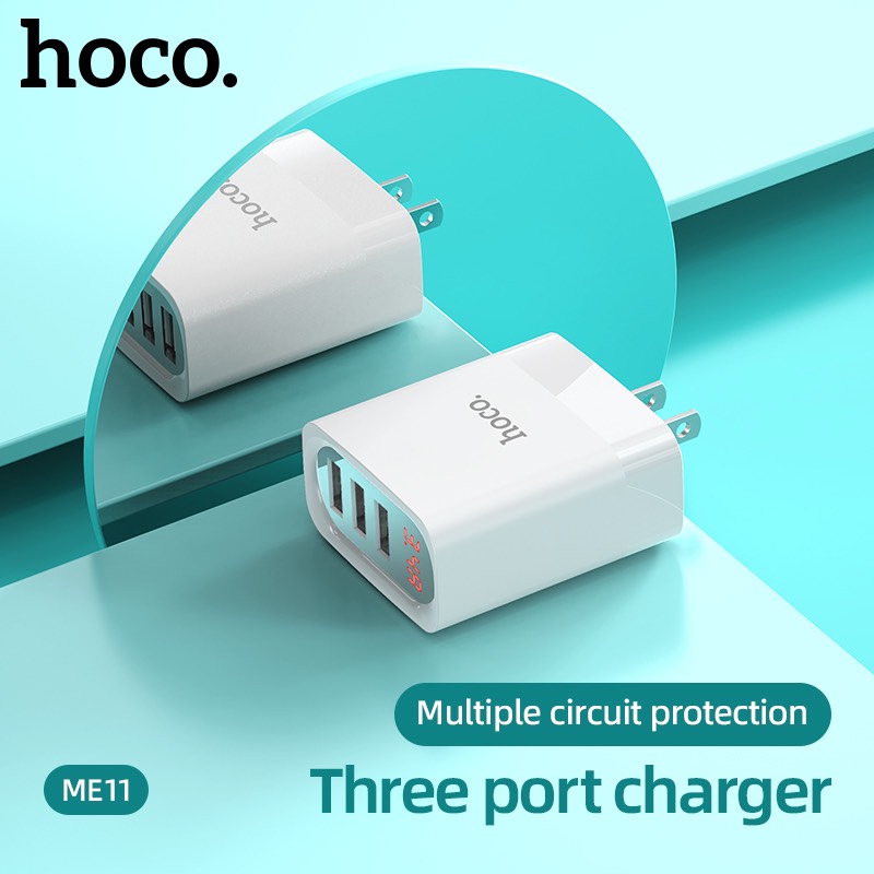 Cóc Sạc Nhanh Me11 3 Cổng 3.4A Hàng Chính Hãng Hoco