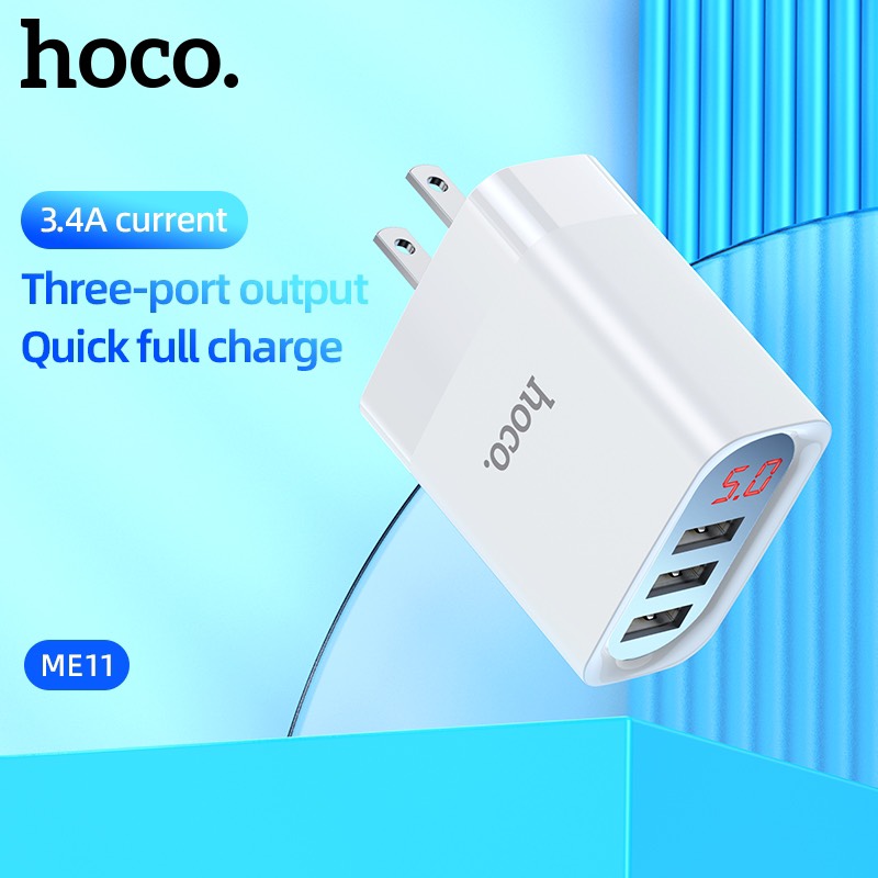 Cóc Sạc Nhanh Me11 3 Cổng 3.4A Hàng Chính Hãng Hoco