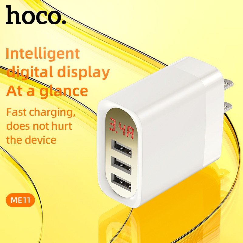 Cóc Sạc Nhanh Me11 3 Cổng 3.4A Hàng Chính Hãng Hoco