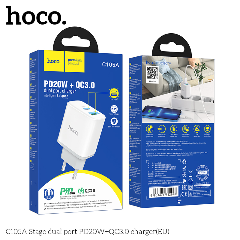 Cóc Sạc C105A Pd20W+Qc3.0 Hàng Chính Hãng Hoco Cóc Sạc C105A Pd20W+Qc3.0 Hàng Chính Hãng Hoco