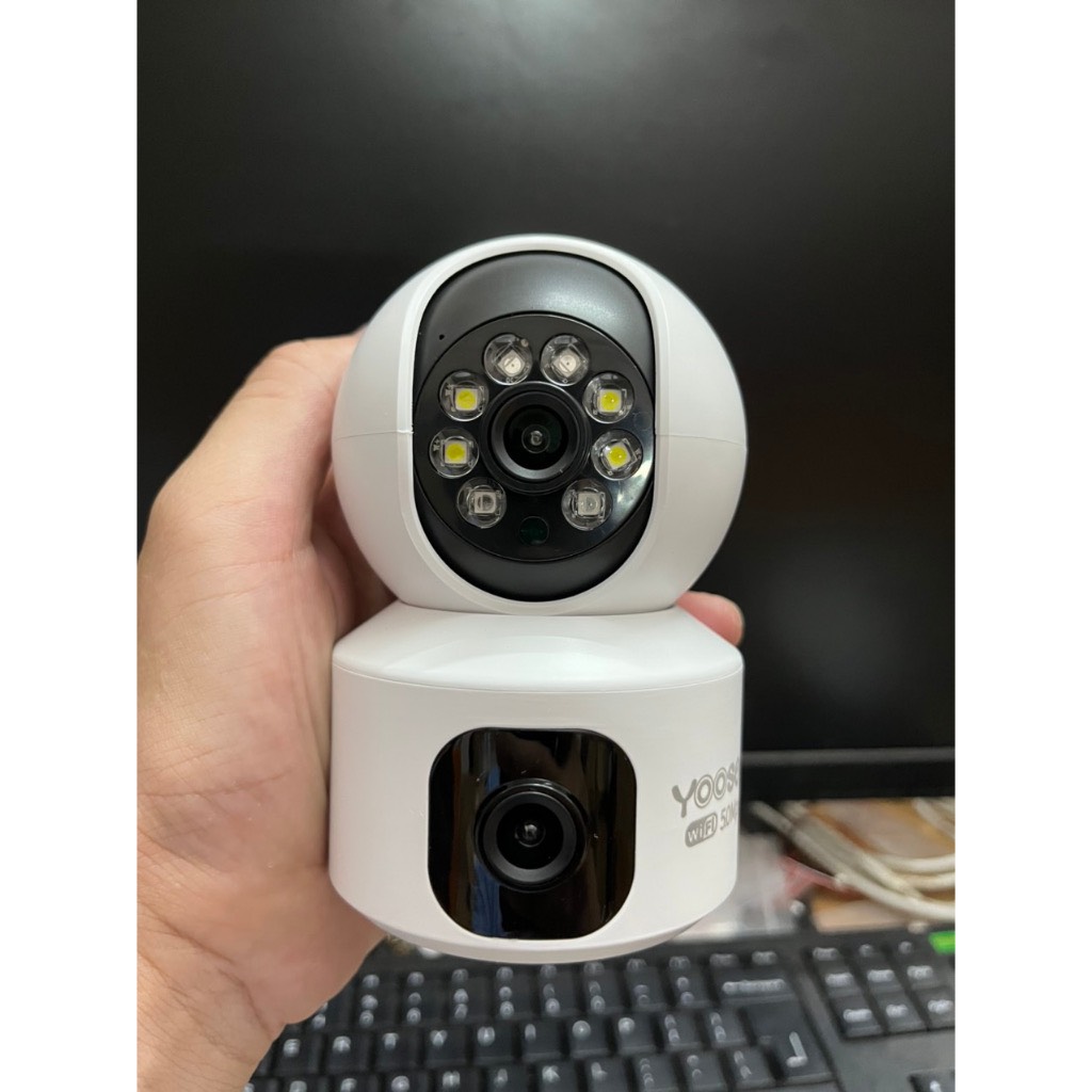 Camera Wifi Yoosee 2 Mắt Trong Nhà Xem 2 Màn Hình Cùng Lúc, Xoay 360 Độ, Xem Đêm Có Màu, Hỗ Trợ Đàm Thoại 2 Chiều