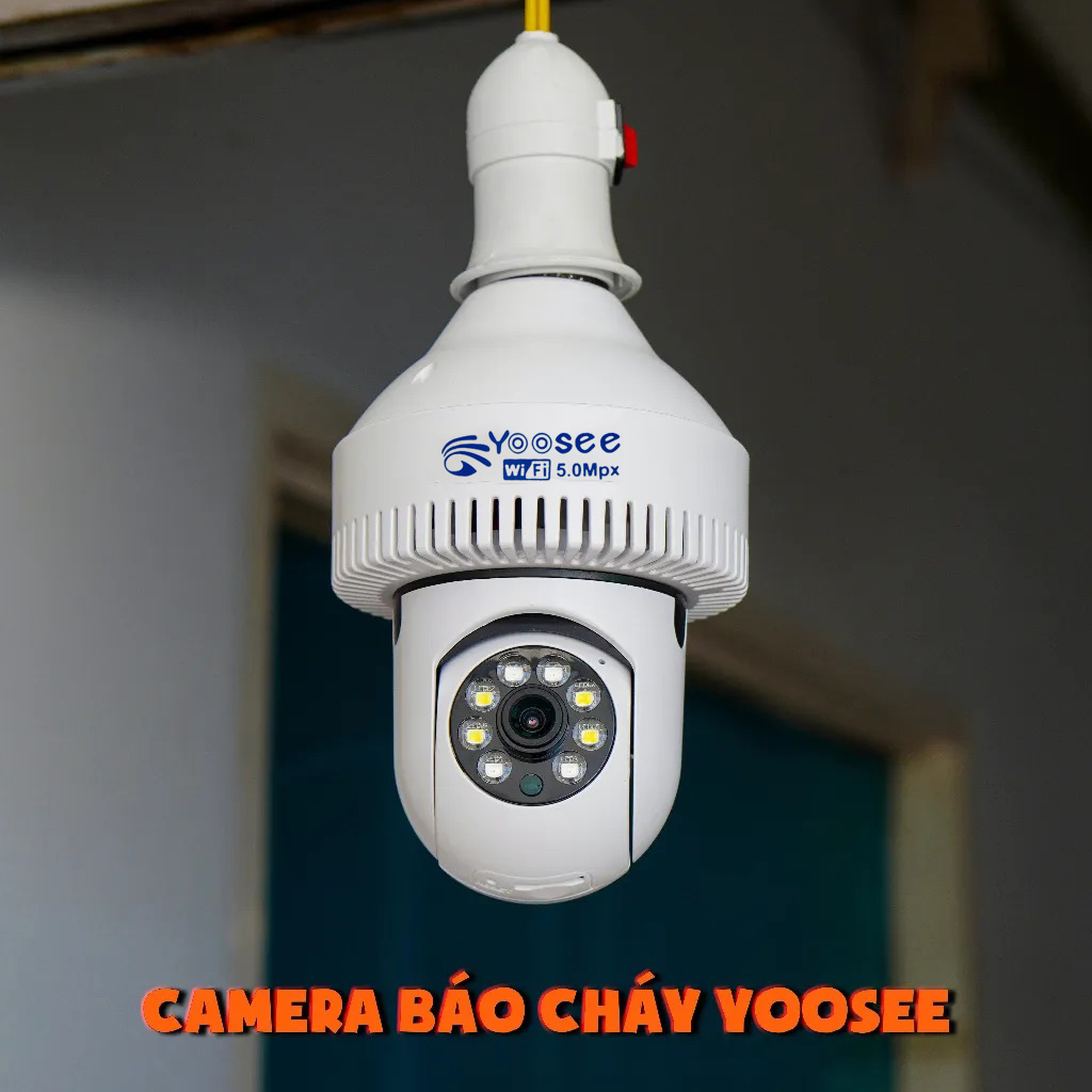 Camera Yoosee Báo Khói, Báo Cháy, Dạng Chuôi Bóng Đèn, Kết Nối Wifi, Xoay 360, Xem Đêm Có Màu