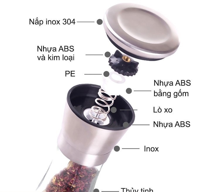 Dụng Cụ Đựng Và Xay Tiêu Inox Dụng Cụ Đựng Và Xay Tiêu Inox