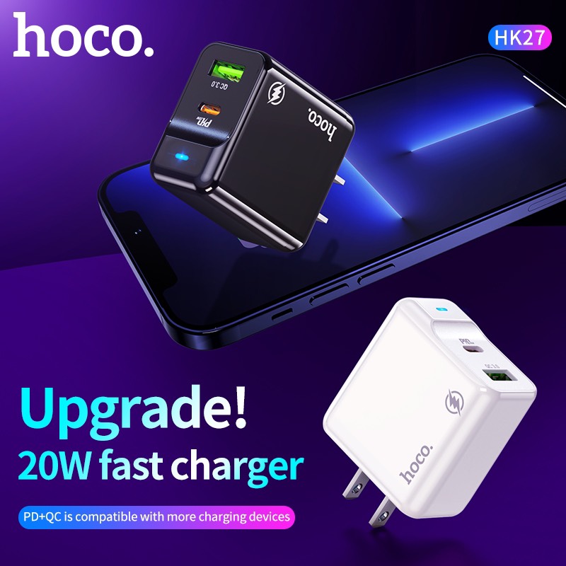 Cóc Sạc Nhanh Hk27 Pd20W + Qc 3.0 Hàng Chính Hãng Hoco