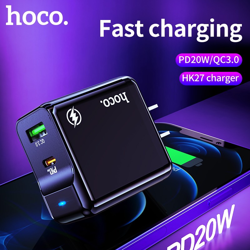 Cóc Sạc Nhanh Hk27 Pd20W + Qc 3.0 Hàng Chính Hãng Hoco