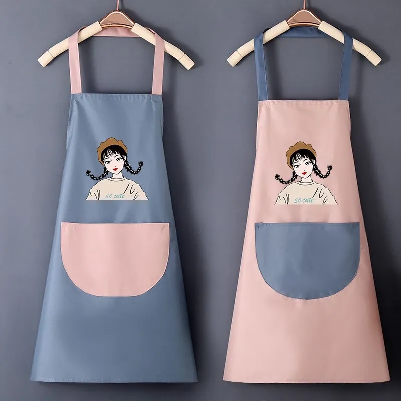 Tạp Dề Nhà Bếp Chống Thấm Hình Cô Gái Dễ Thương