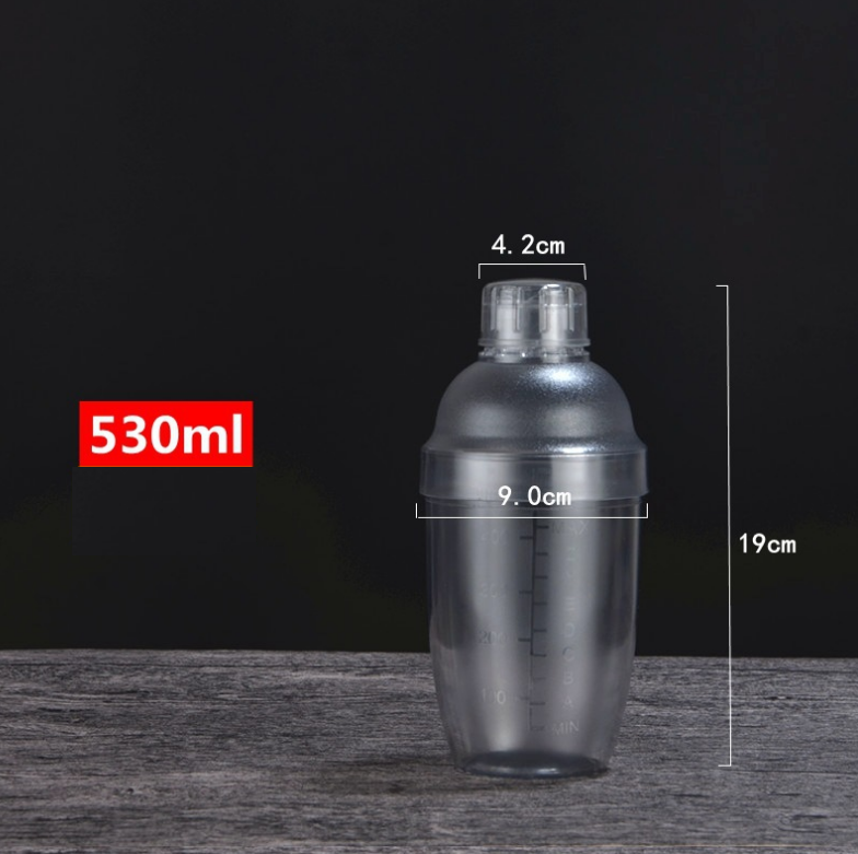 Bình Lắc Pha Chế Shaker Nhựa, Có Vạch Chia 530Ml