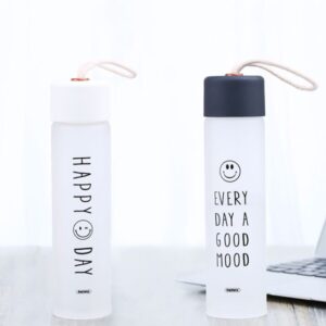 Bình Nước Thủy Tinh Happy Day Nhiều Màu Dung Tích 350ml