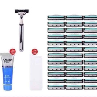 Bộ Dao Cạo Râu Và 36 Lưỡi Dao Kép Kèm Tuýp Kem Tạo Bọt Cạo Râu Loại Tốt