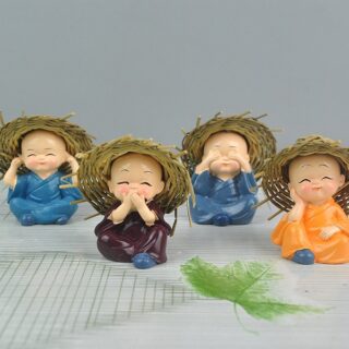Bộ Tượng 4 Chú Tiểu Đội Nón Rơm 4 Không