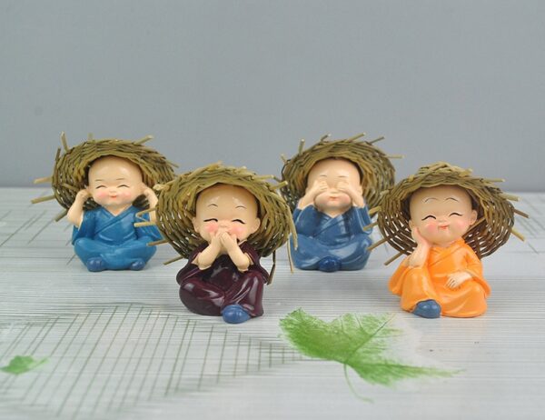 Bộ Tượng 4 Chú Tiểu Đội Nón Rơm 4 Không