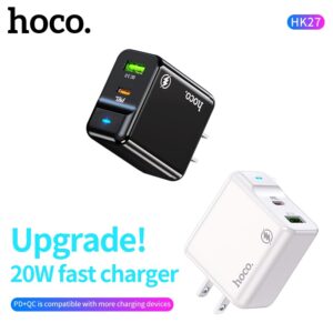 Cóc Sạc Nhanh Hoco HK27 Pd20W + QC3.0 Tiger Roar 2 Cổng Sạc USB Và Type-C
