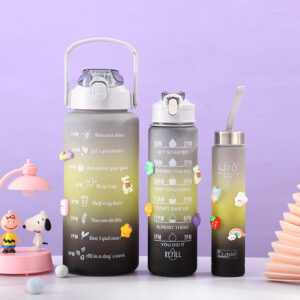 Combo 3 Bình Nước Nhiều Màu Sắc Dễ Thương Đáng Yêu Kèm Bộ Sticker Dán