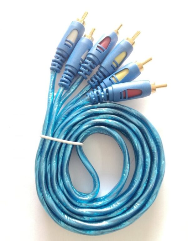 Dây Loa AV 6 Đầu Hoa Sen RCA Dài 1.5M Chống Nhiễu (Xanh)
