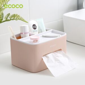 Hộp Đựng Giấy Để Bàn Ecoco 1602 Có Ngăn Trên Đựng Đồ