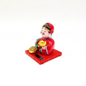 Tượng Thần Tài Gật Đầu Cầm Thỏi Vàng Dùng Pin Năng Lượng Mặt Trời