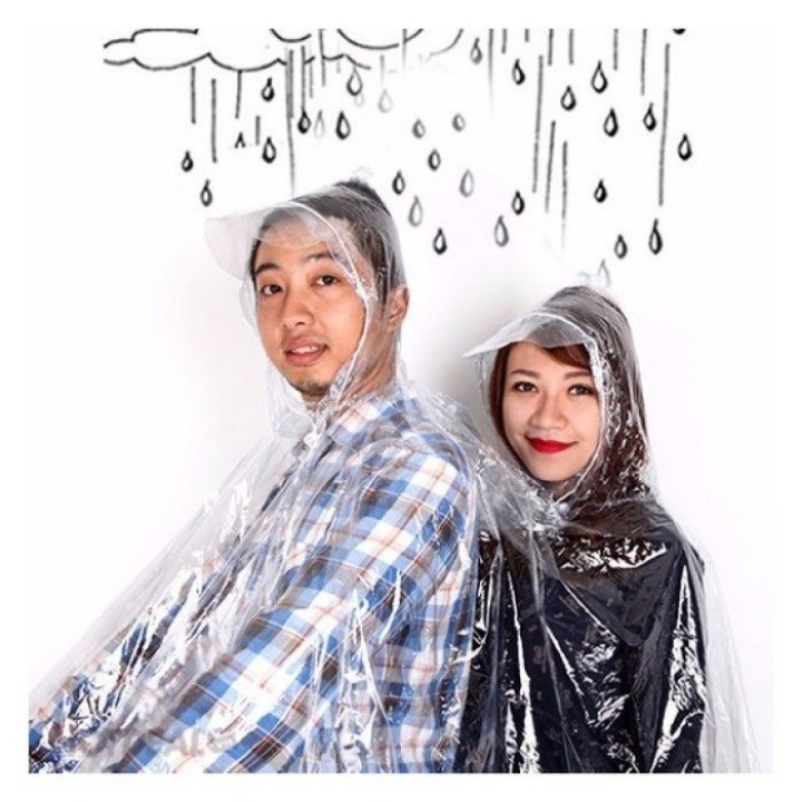 Áo Mưa TRONG SUỐT 2 Đầu 2 Người