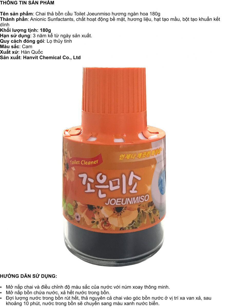 Chai Thả Bồn Cầu Màu Cam Hanvit
