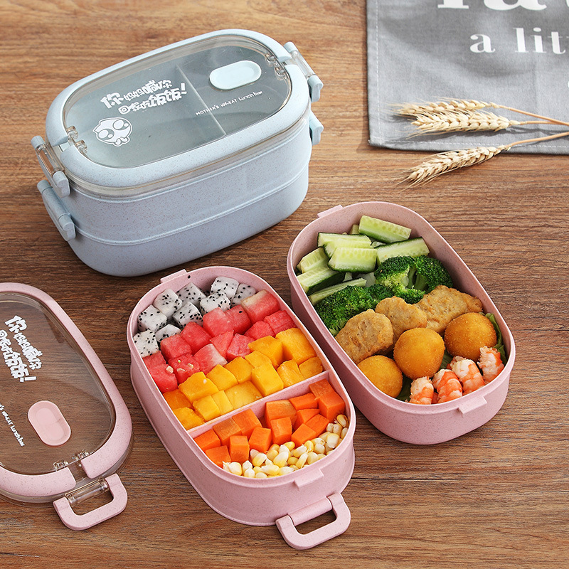 Hộp Đựng Cơm Lúa Mạch 2 Tầng + Tặng Kèm Đũa Muỗng Nĩa Hộp Đựng Cơm Lúa Mạch 2 Tầng + Tặng Kèm Đũa Muỗng Nĩa