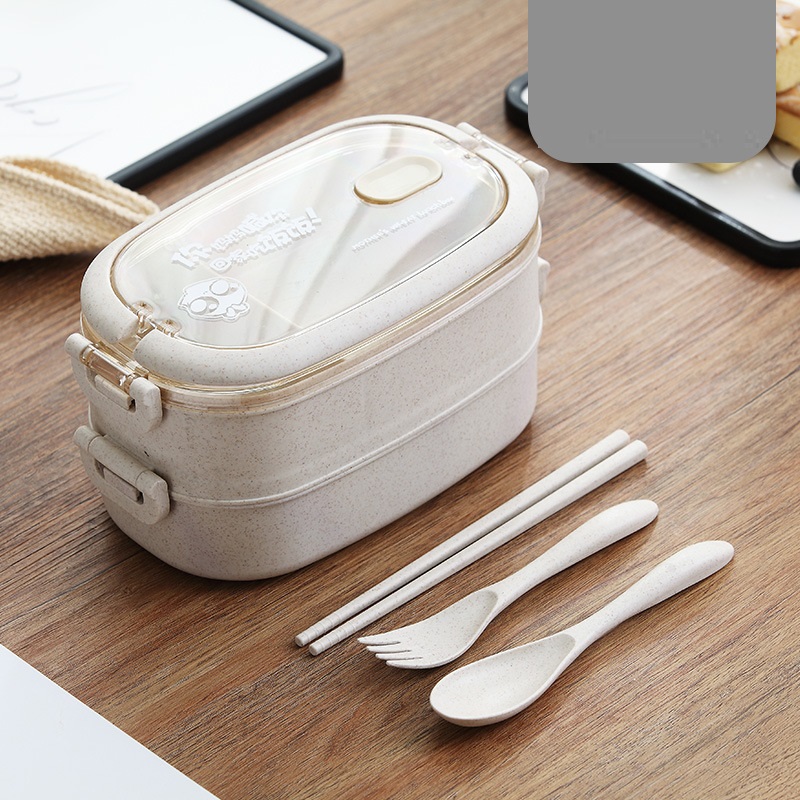 Hộp Đựng Cơm Lúa Mạch 2 Tầng + Tặng Kèm Đũa Muỗng Nĩa Hộp Đựng Cơm Lúa Mạch 2 Tầng + Tặng Kèm Đũa Muỗng Nĩa