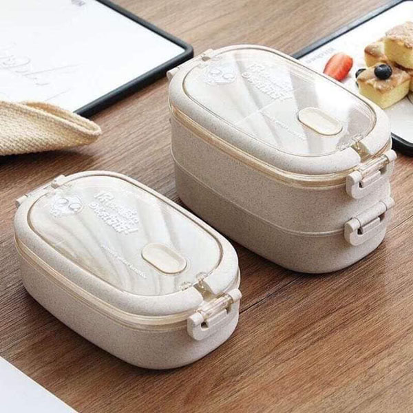 Hộp Đựng Cơm Lúa Mạch 2 Tầng + Tặng Kèm Đũa Muỗng Nĩa Hộp Đựng Cơm Lúa Mạch 2 Tầng + Tặng Kèm Đũa Muỗng Nĩa