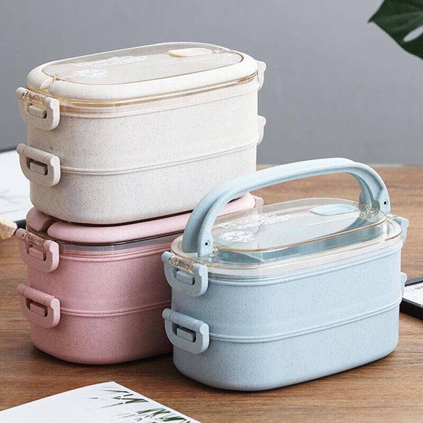 Hộp Đựng Cơm Lúa Mạch 2 Tầng + Tặng Kèm Đũa Muỗng Nĩa Hộp Đựng Cơm Lúa Mạch 2 Tầng + Tặng Kèm Đũa Muỗng Nĩa