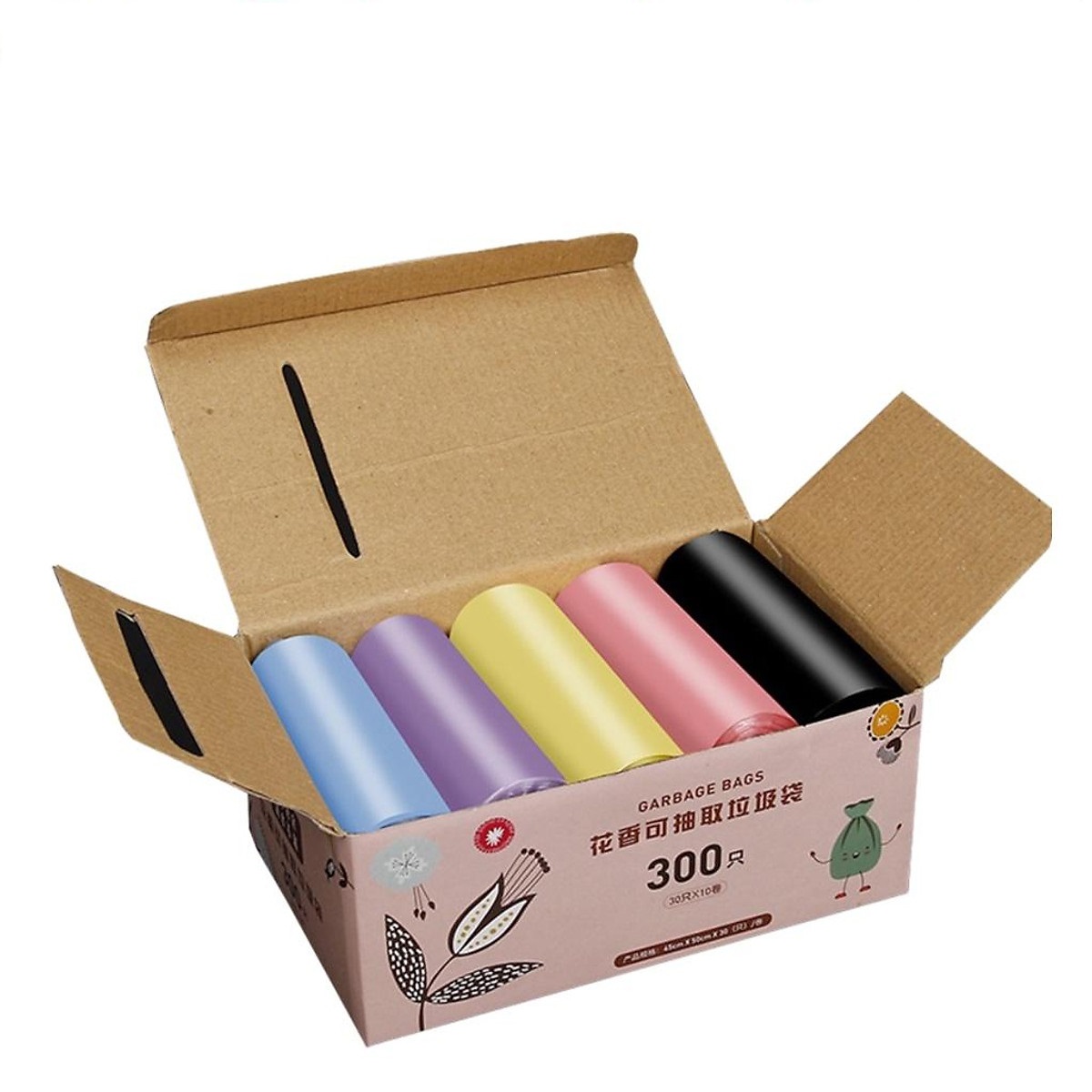 Sét 10 Cuộn Túi Đựng Rác 300 Túi Nhiều Màu Tiện Lợi