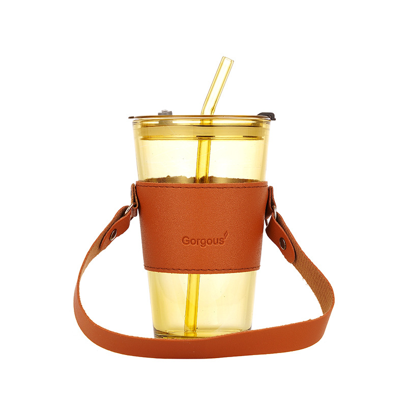 Cốc Thuỷ Tinh Quai Xách Dây Da Dung Tích 450Ml