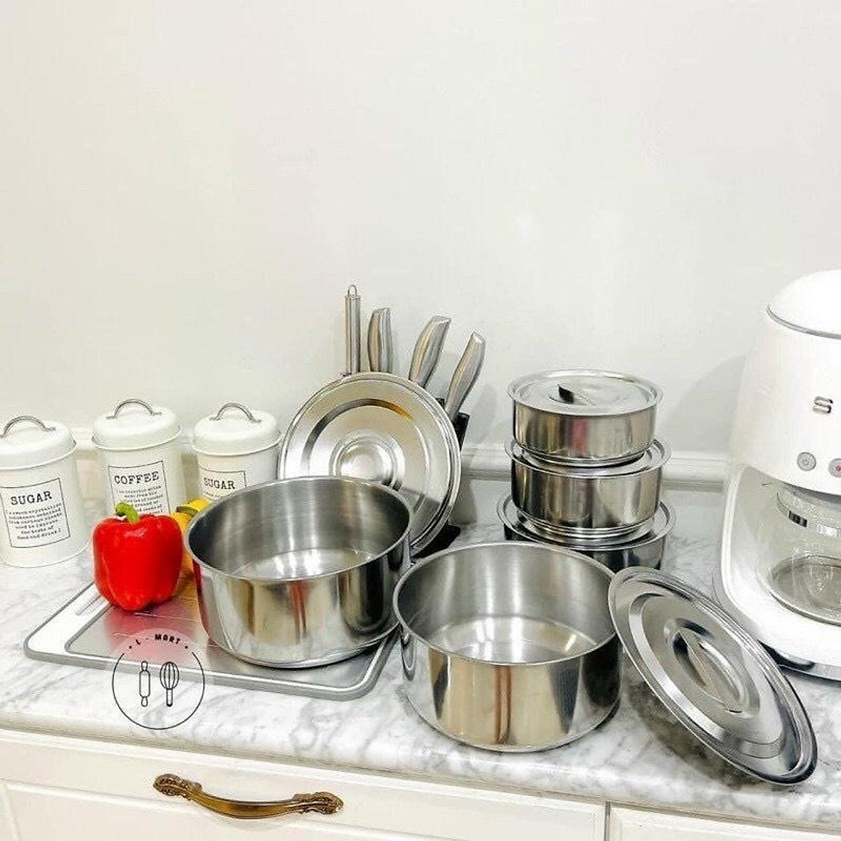 Bộ 5 Cái Nồi Inox Stock Pot Cao Cấp Đa Năng