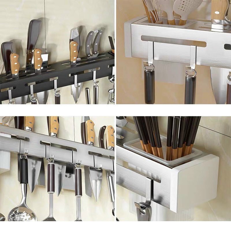 Kệ Cài Thìa Đen: Cài Thìa Dao Gài Kéo Inox Nhà Bếp Tiện Ích Dán Keo Là Dùng Không Cần Khoan Tường Kệ Cài Thìa Đen: Cài Thìa Dao Gài Kéo Inox Nhà Bếp Tiện Ích Dán Keo Là Dùng Không Cần Khoan Tường