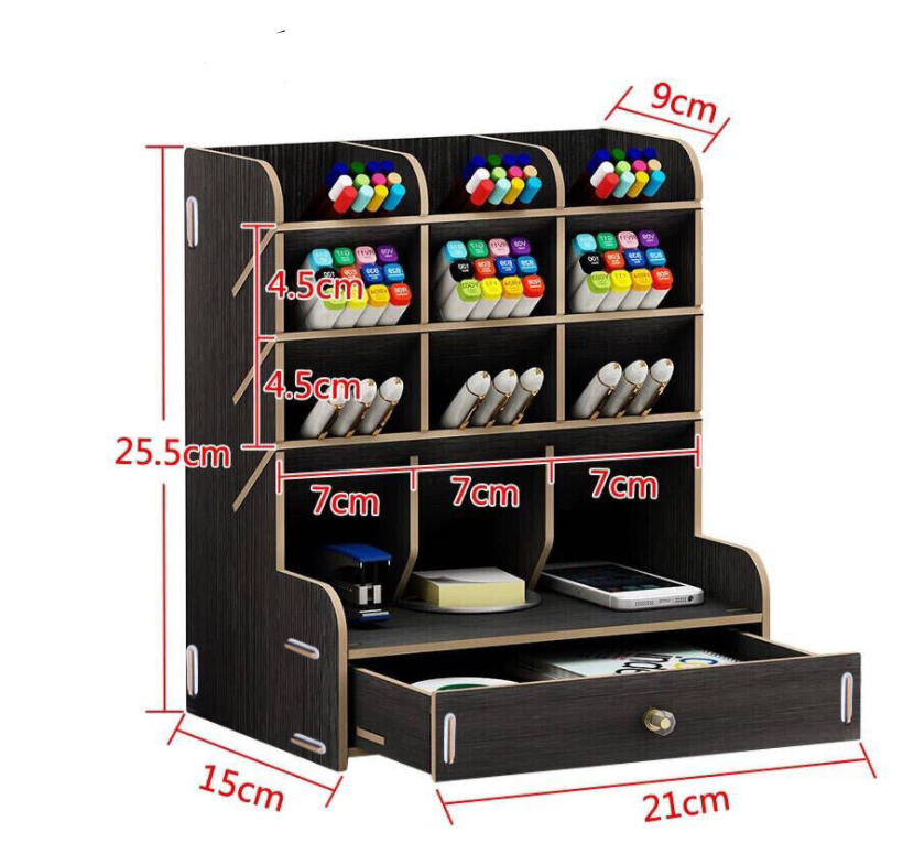 Kệ Đựng Bút 9 Ngăn Có Ngăn Kéo Dưới