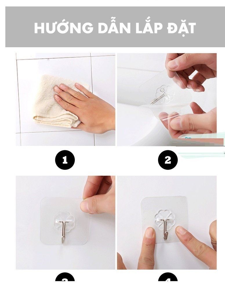 Móc Treo Dán Tường Trong Suốt Siêu Dính
