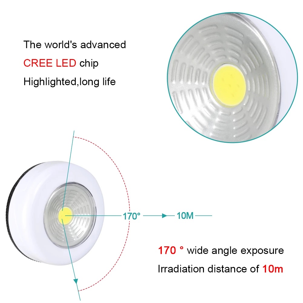 Đèn Led Không Dây Gắn Tường Siêu Sáng Xài Pin AAA