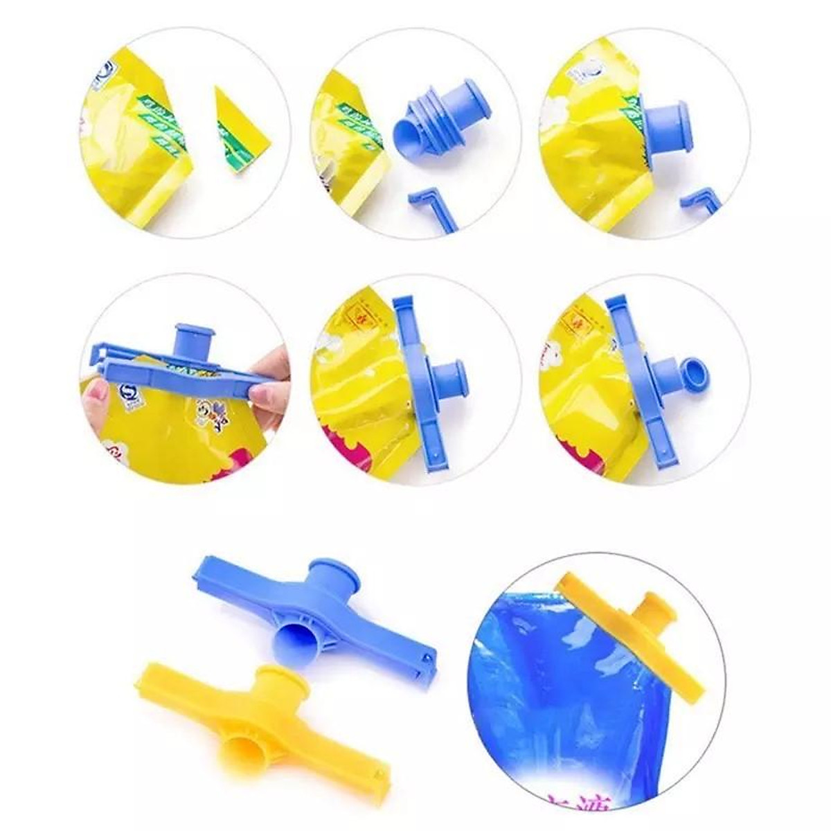 Dụng Cụ Kẹp Miệng Túi Có Nút Rót Tiện Lợi Dụng Cụ Kẹp Miệng Túi Có Nút Rót Tiện Lợi