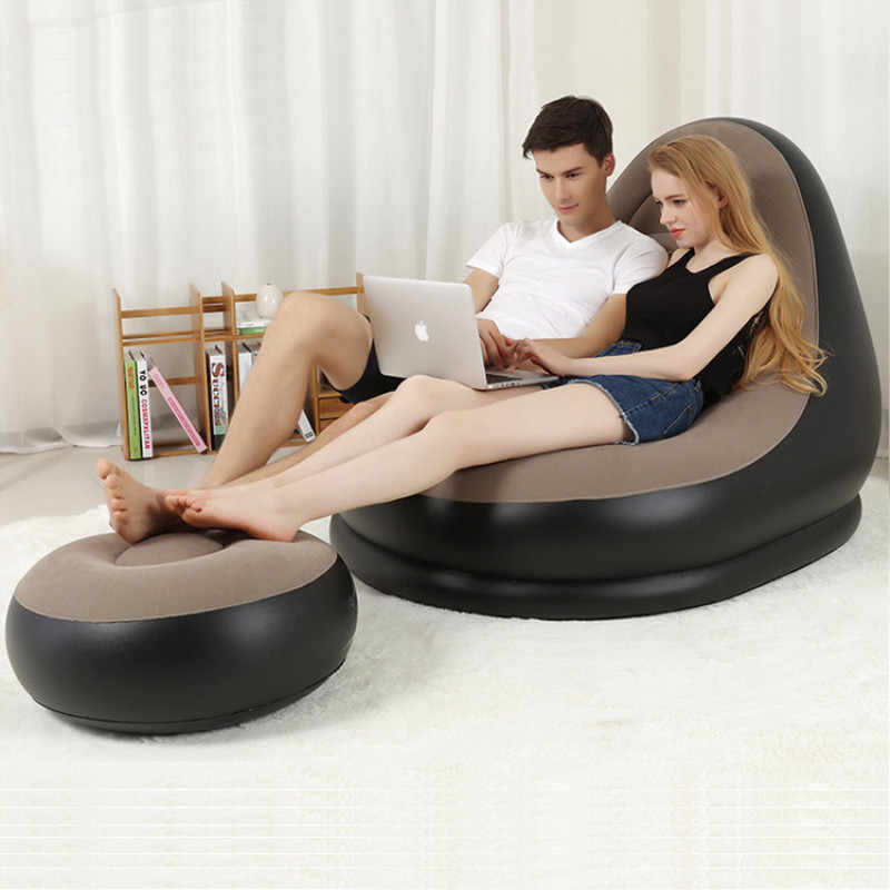 Ghế Sofa Bơm Hơi Tựa Lưng Thư Giãn Kèm Chân Ghế