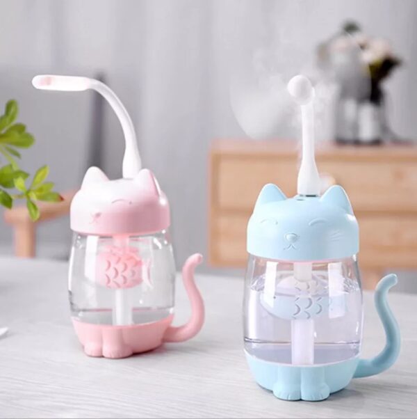 Máy Phun Sương Pin Sạc Hình Mèo Có Led Và Quạt