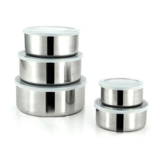 Bộ Đựng Thức Ăn Tròn 5 Món Inox Bộ Đựng Thức Ăn Tròn 5 Món Inox