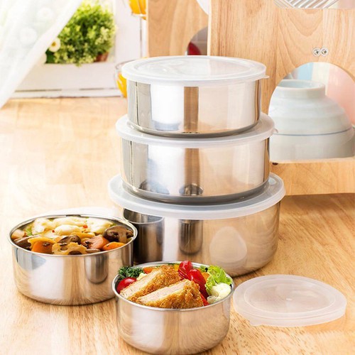 Bộ Đựng Thức Ăn Tròn 5 Món Inox Bộ Đựng Thức Ăn Tròn 5 Món Inox