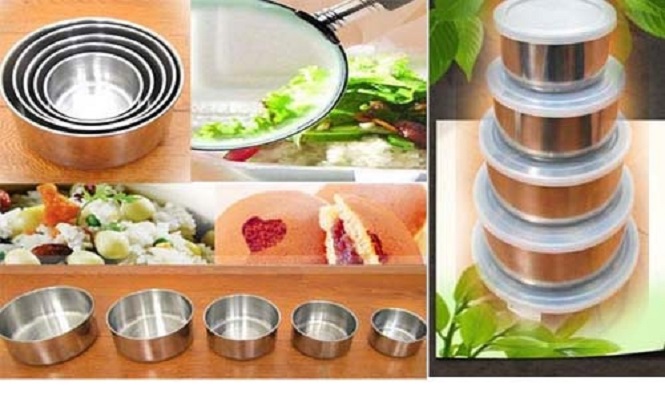 Bộ Đựng Thức Ăn Tròn 5 Món Inox Bộ Đựng Thức Ăn Tròn 5 Món Inox