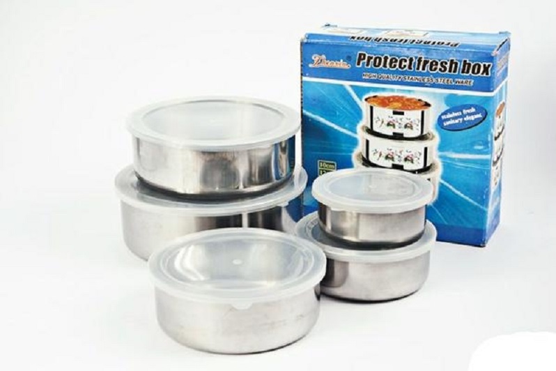 Bộ Đựng Thức Ăn Tròn 5 Món Inox Bộ Đựng Thức Ăn Tròn 5 Món Inox